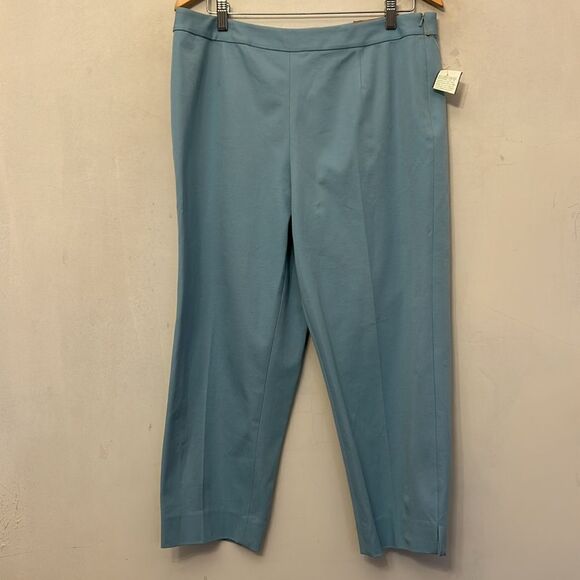 Peck & Peck robins egg blue side zip ankle pants Size 14 New - Picture 2 of 9
